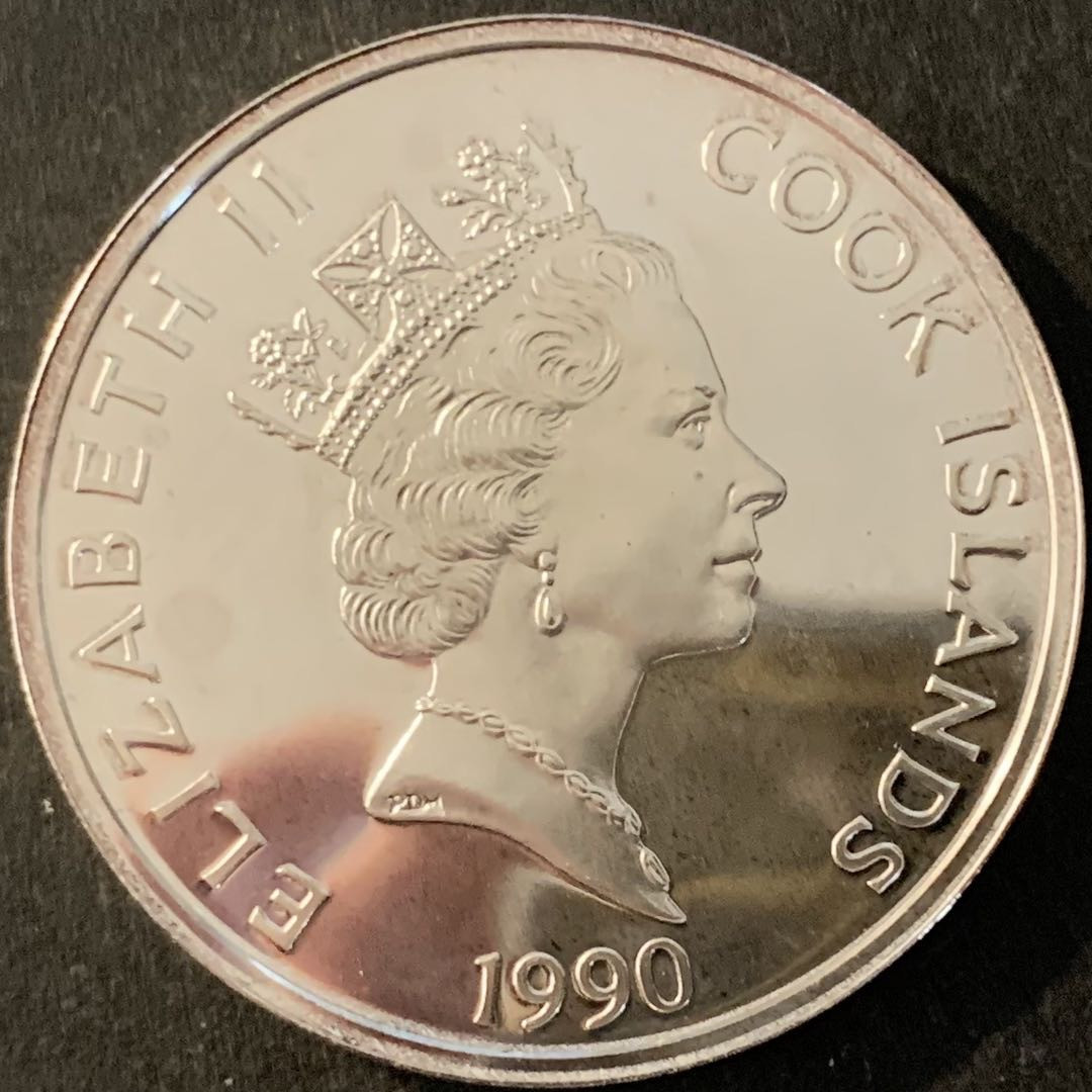 紫瑗钱币—微拍第70期  库克群岛 1990年 发现美洲500周年 50元 31.35克 0.925银 精制 7