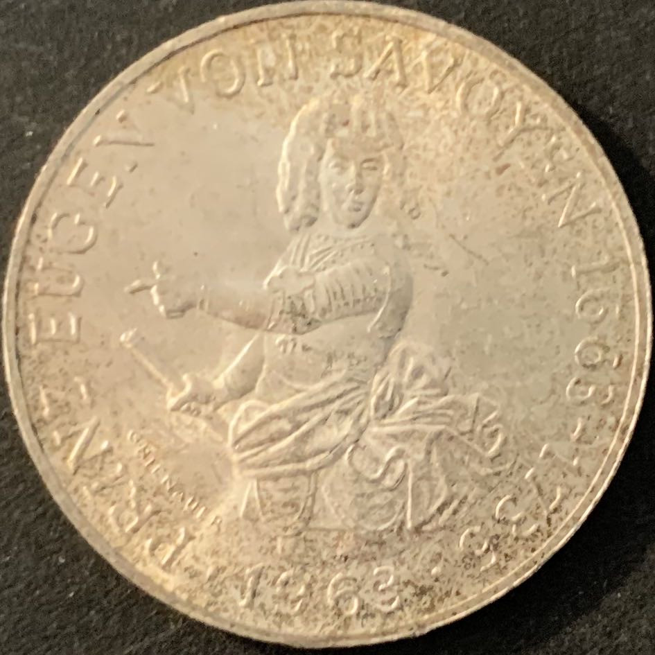 紫瑗钱币—微拍第70期  奥地利 1963年 欧根亲王诞辰300周年 25先令 13克 0.8银