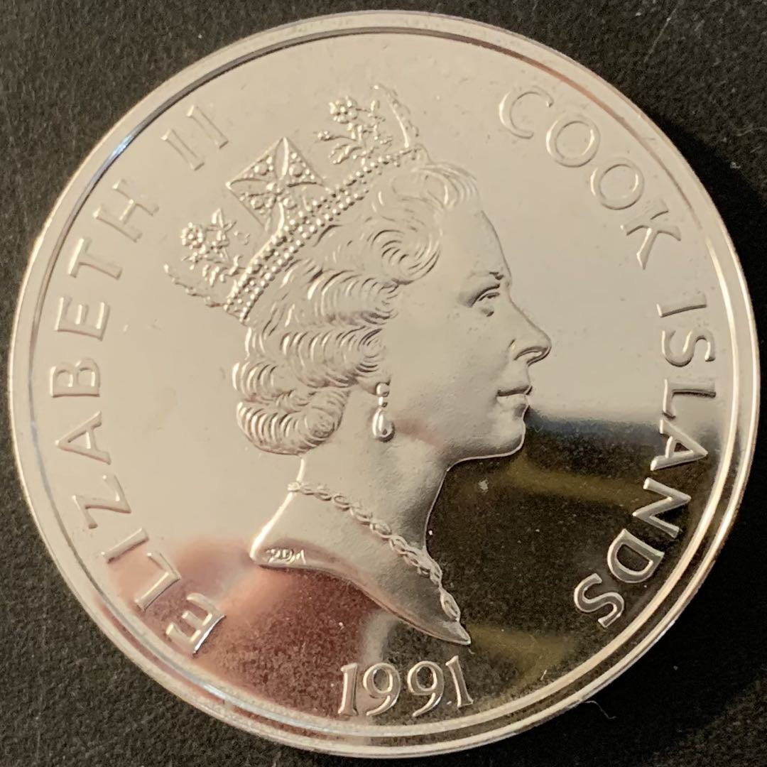 紫瑗钱币—微拍第70期  库克群岛 1991年 发现美洲500周年 50元 31.35克 0.925银 精制 3