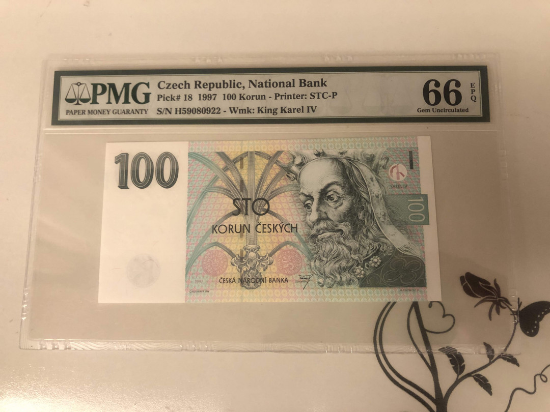 【收藏联盟】第142期拍卖——地中海心脏（共50拍） 捷克斯洛伐克1997年100克朗 PMG66EPQ