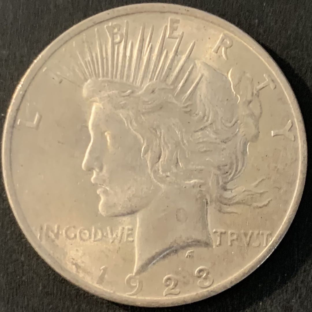 紫瑗钱币—微拍第70期  美国 1923年 和平鸽 1美元 26.73克 0.9银 UNC 曝光