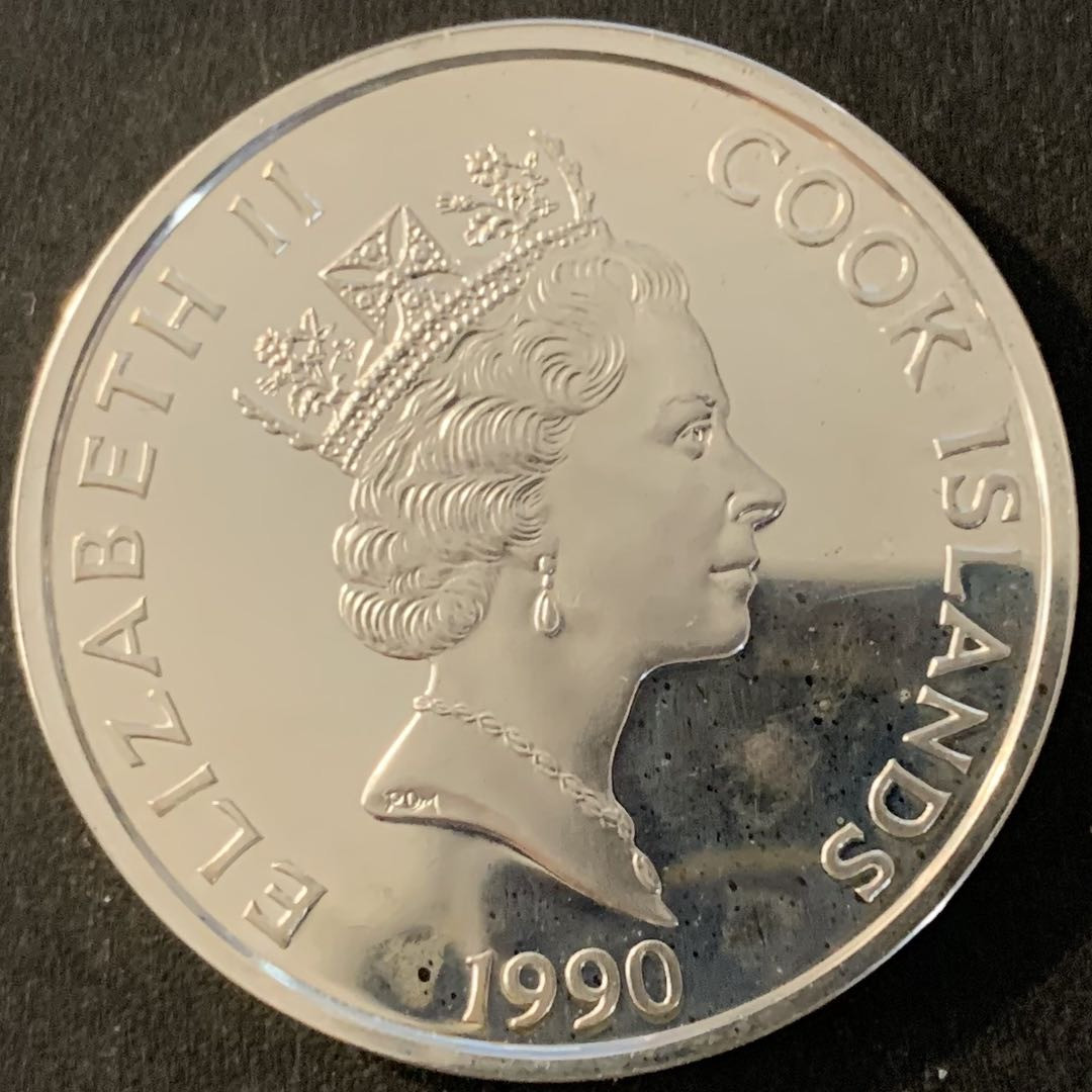 紫瑗钱币—微拍第70期  库克群岛 1990年 发现美洲500周年 50元 31.35克 0.925银 精制 4