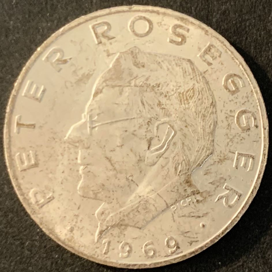 紫瑗钱币—微拍第70期  奥地利 1969年 诗人 彼得罗塞格 25先令 13克 0.8银
