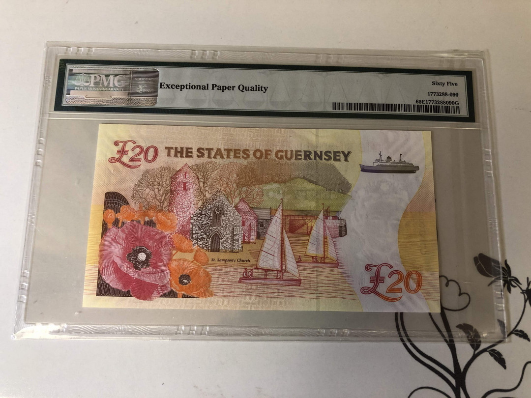 【收藏联盟】第142期拍卖——地中海心脏（共50拍） 【3位小号】根西 2018年20镑 纪念钞 PMG65EPQ