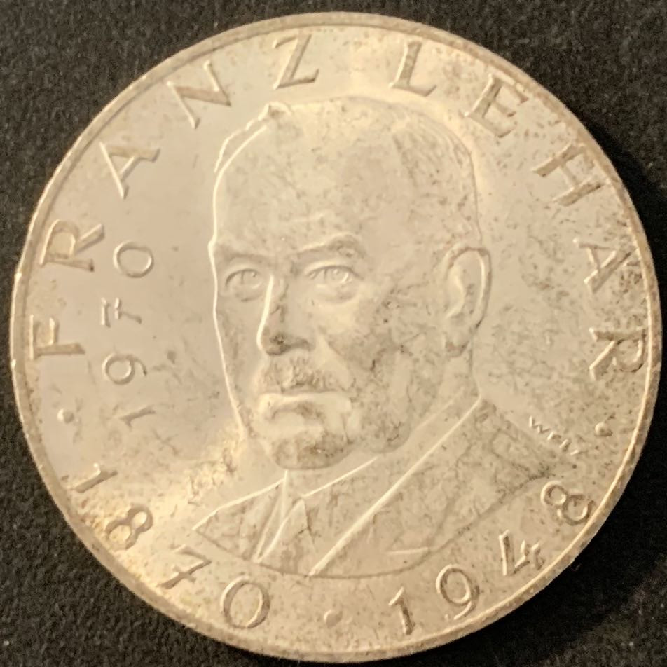 紫瑗钱币—微拍第70期  奥地利 1970年 作曲家 弗伦茨 25先令 13克 0.8银