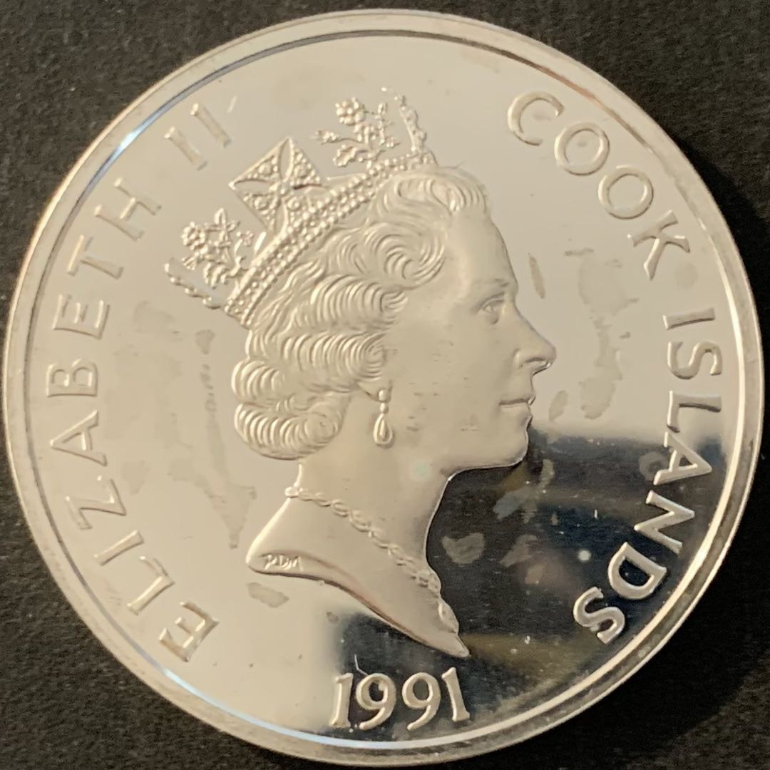 紫瑗钱币—微拍第70期  库克群岛 1991年 发现美洲500周年 50元 31.35克 0.925银 精制 2