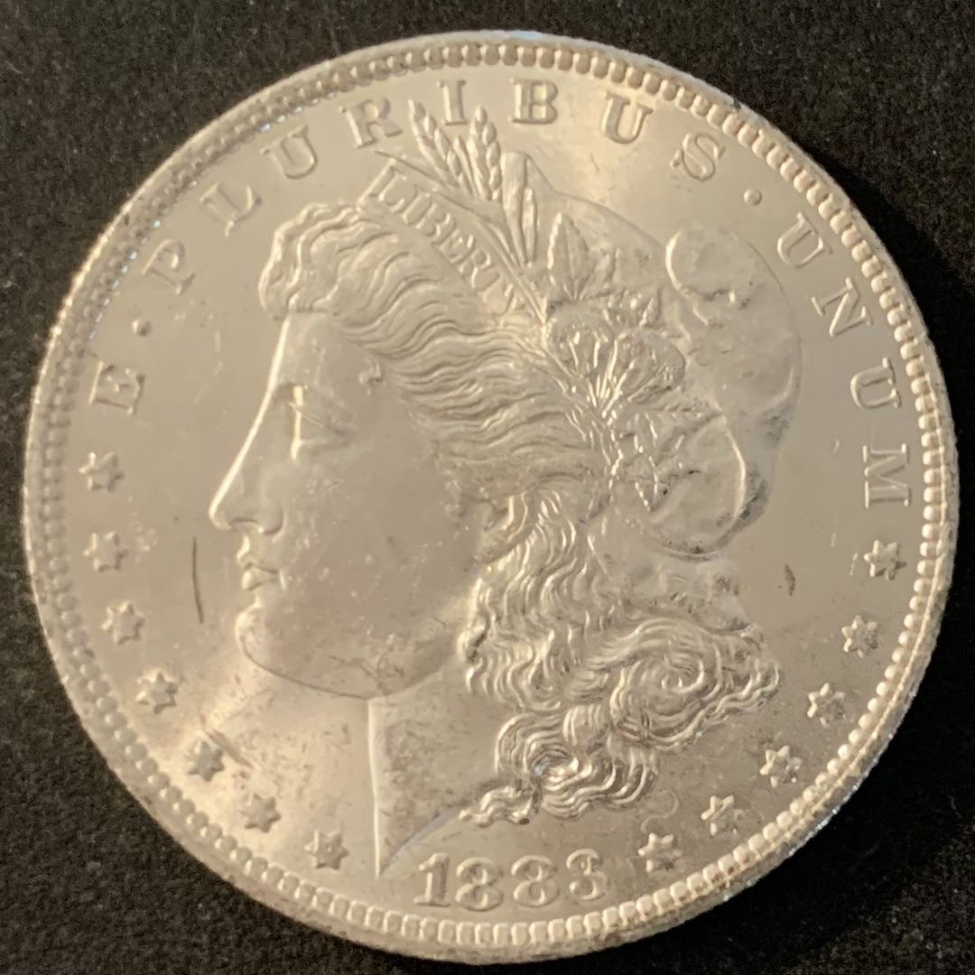 紫瑗钱币—微拍第70期  美国 1883年 O版 摩根 大头妹 1美元 26.73克 0.9银 UNC 曝光