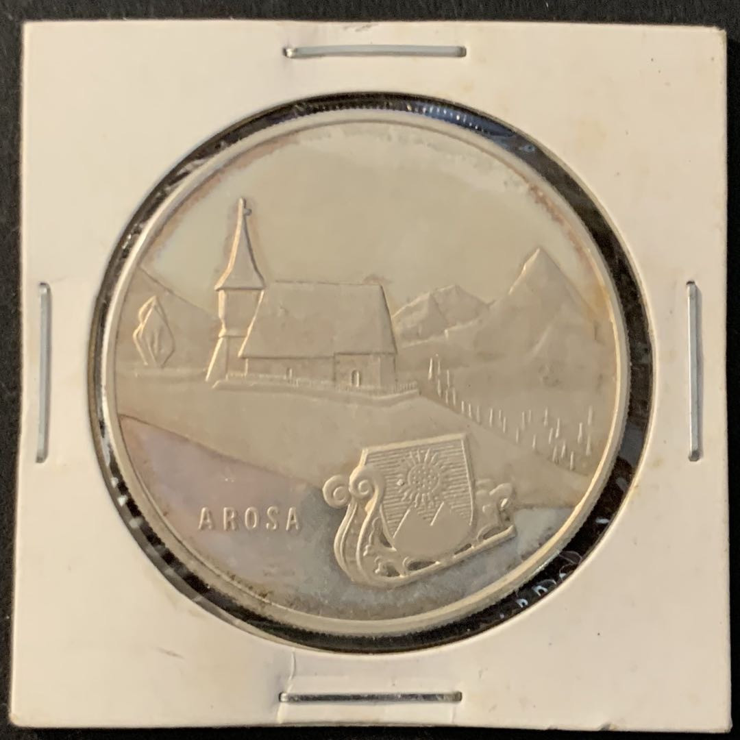 紫瑗钱币—微拍第70期  瑞士 1970年 阿罗萨小镇 纪念银章 29克 0.835银