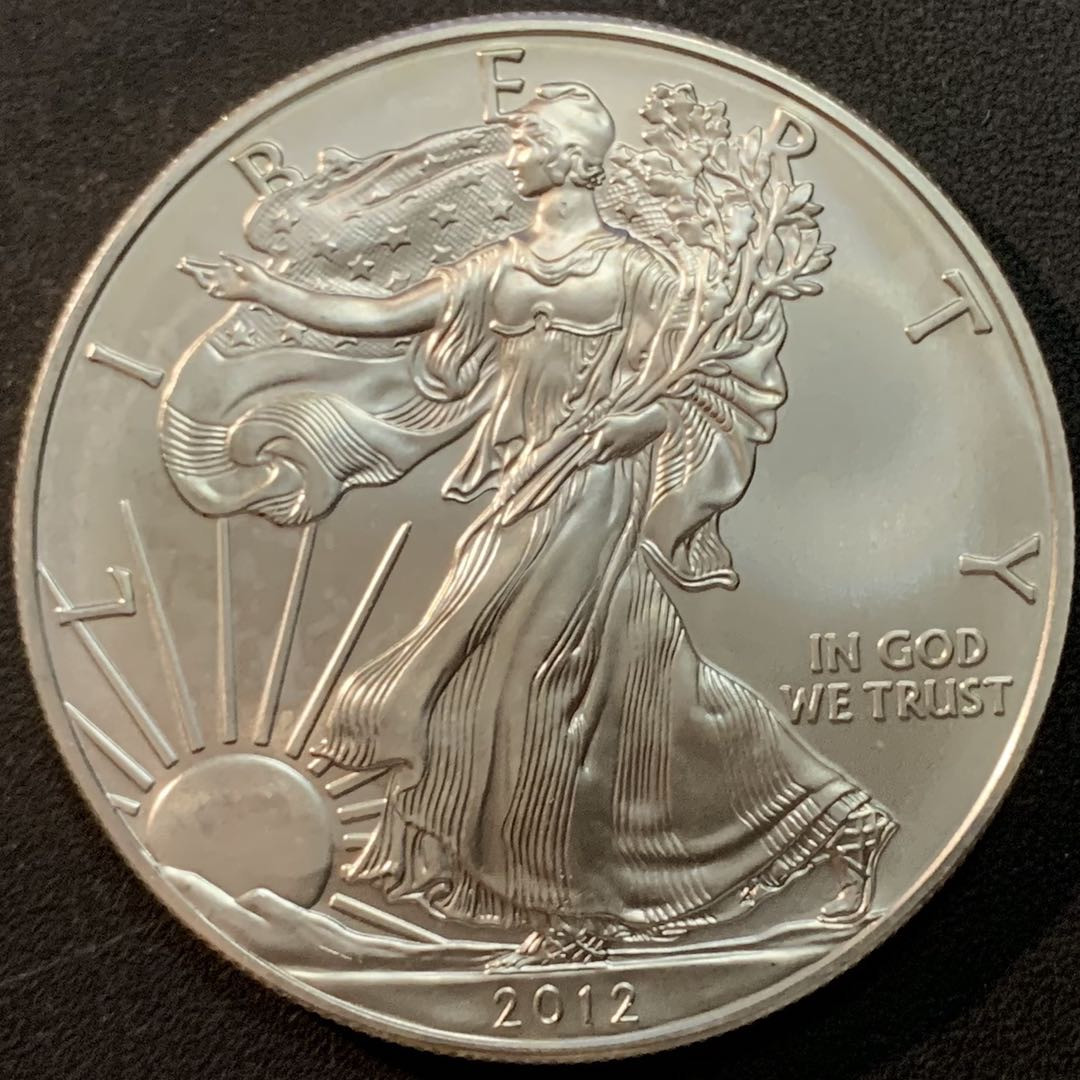 紫瑗钱币—微拍第70期  美国 2012年 行走女神 1盎司 投资银币 31.1克 0.999银 UNC