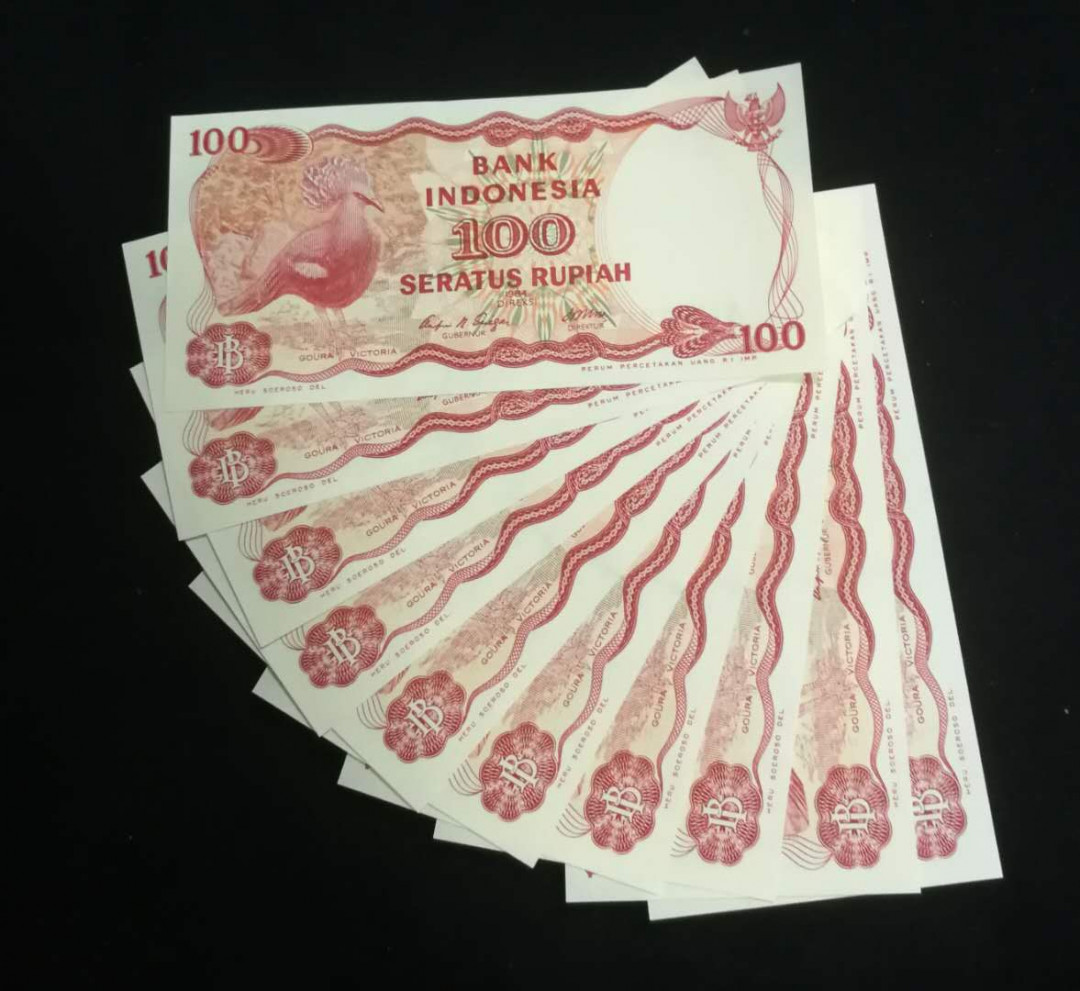 北京马甸外币专卖拍卖第九期，纸币专场，陆续上新欢迎关注 印尼鸡版100元纸币10张，品相如图全新