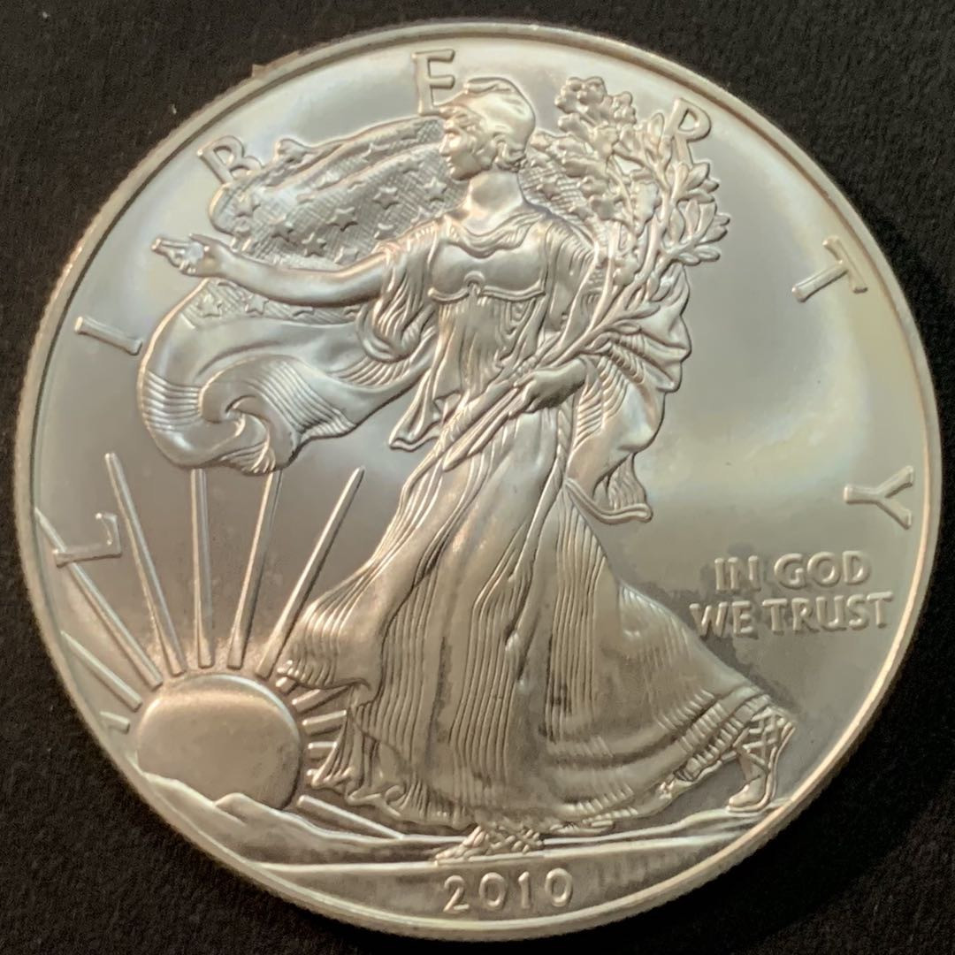 紫瑗钱币—微拍第70期  美国 2010年 行走女神 1盎司 投资银币 31.1克 0.999银 UNC