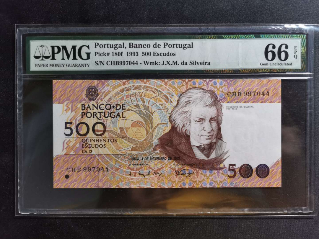 【鲸贝乐淘】千字文·第“似兰斯馨，如松之盛”号拍卖 【葡萄牙🇵🇹 】1993年500埃斯库多，PMG66E 