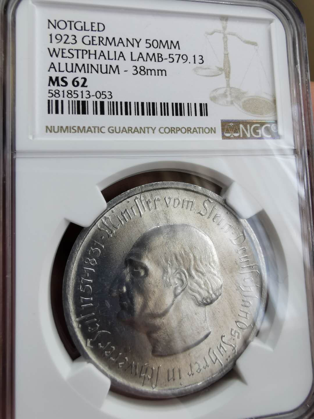 凡希社世界钱币微拍第一百二十二期 1923威斯特伐利亚马币5千万NGC-MS62