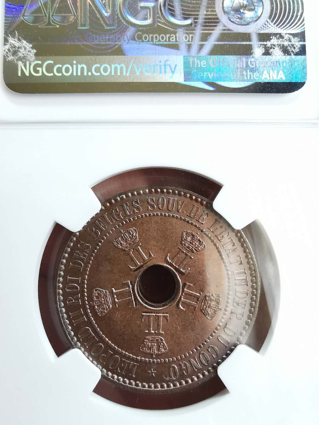 凡希社世界钱币微拍第一百二十二期 1888/7刚果自由邦5C NGC-MS64