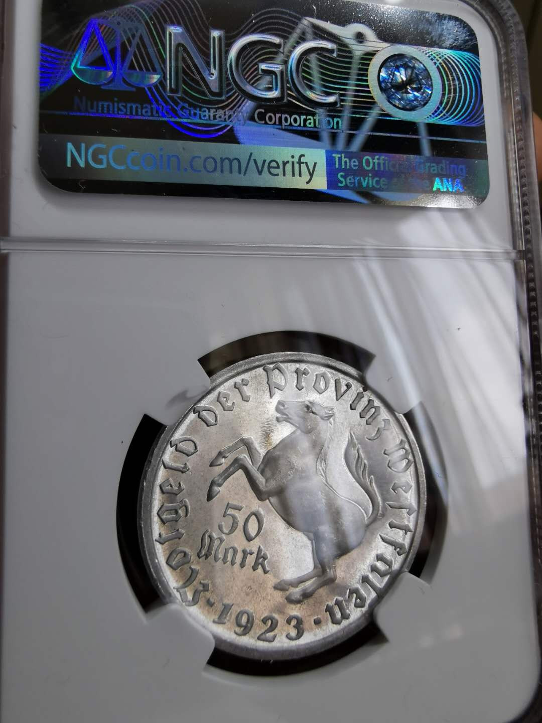 凡希社世界钱币微拍第一百二十二期 1923威斯特伐利亚女像50马克NGC-MS65