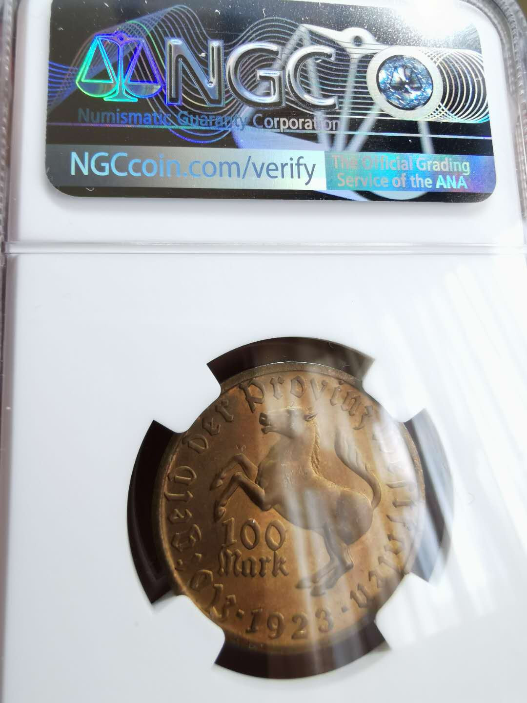凡希社世界钱币微拍第一百二十二期 1923威斯特伐利亚女像100马克铜NGC-MS64