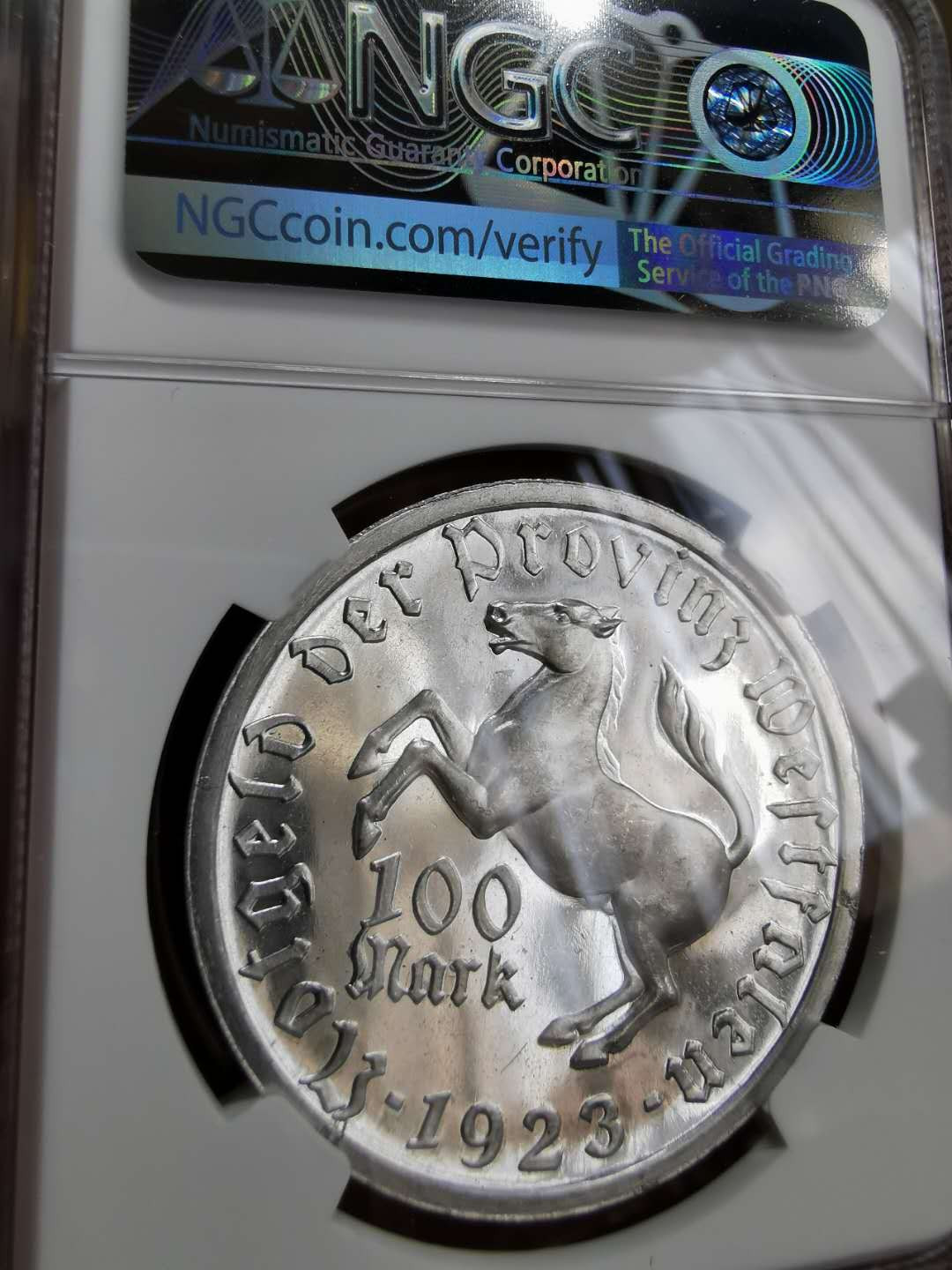 凡希社世界钱币微拍第一百二十二期 1923威斯特伐利亚女像100马克NGC-MS64