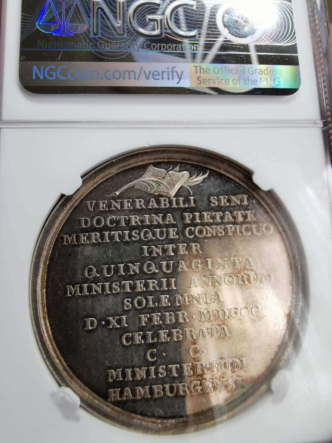凡希社世界钱币微拍第一百二十二期 1800汉堡首席大执政官纪念银章NGC-MS62 LOOS作品