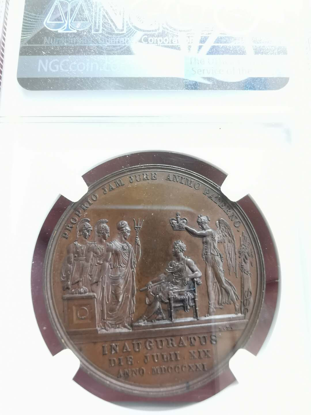 凡希社世界钱币微拍第一百二十二期 1821英国乔四加冕纪念铜章NGC-MS63雕刻精美！
