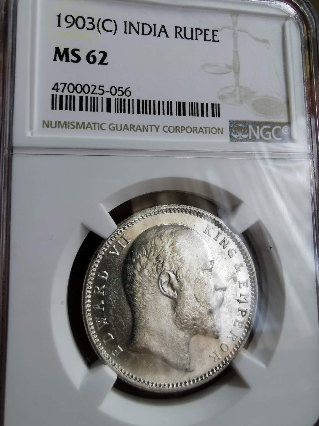 凡希社世界钱币微拍第一百二十二期 1903C英属印度爱七卢比NGC-MS62