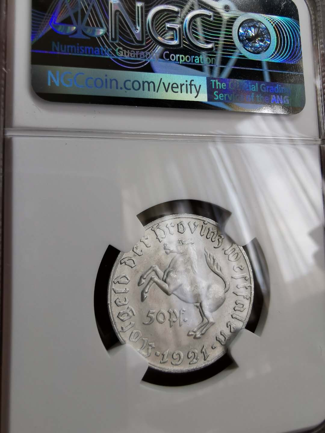 凡希社世界钱币微拍第一百二十二期 1921威斯特伐利亚马币50芬尼NGC-MS64