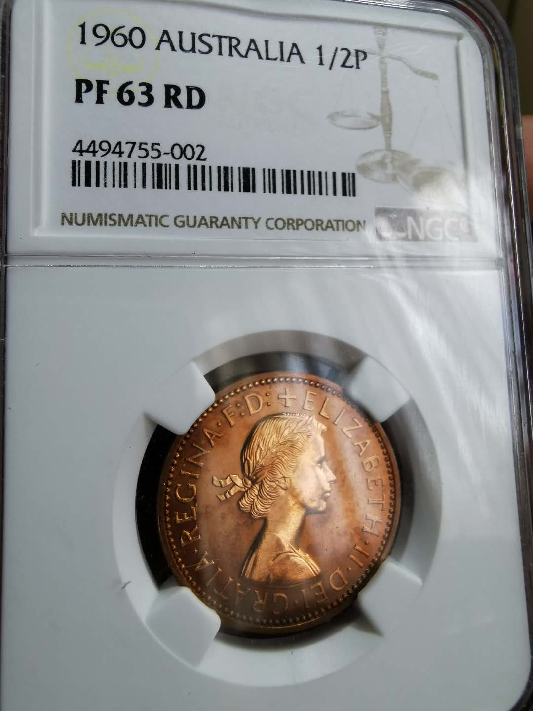 凡希社世界钱币微拍第一百二十二期 1960澳大利亚精铸1/2便士NGC-PF63RD