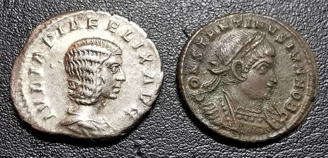 凡希社世界钱币微拍第一百二十二期 古罗马第纳尔银币富利铜币一对好品