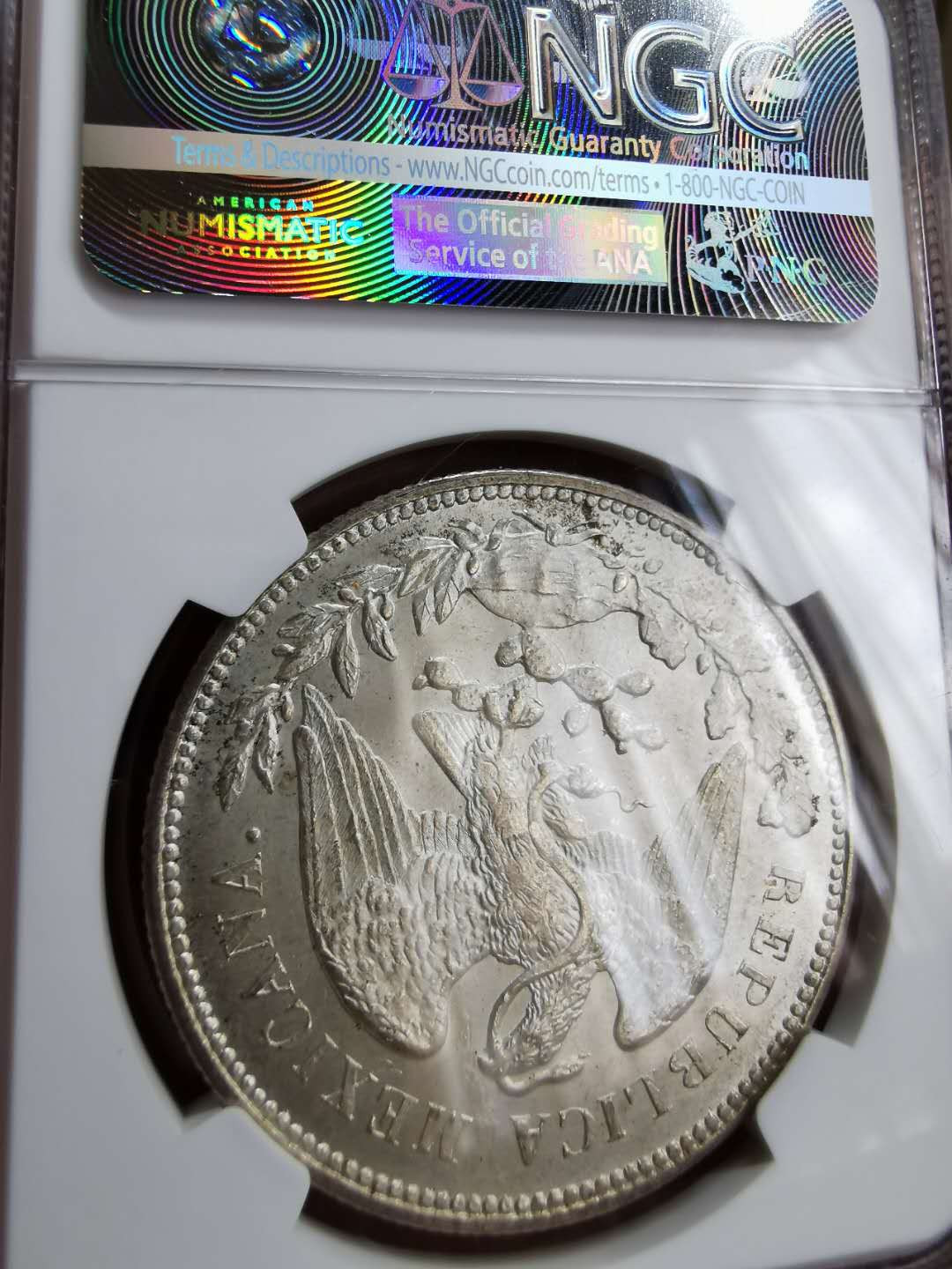 凡希社世界钱币微拍第一百二十二期 1908MO墨西哥直边鹰洋NGC-MS65顶级品！