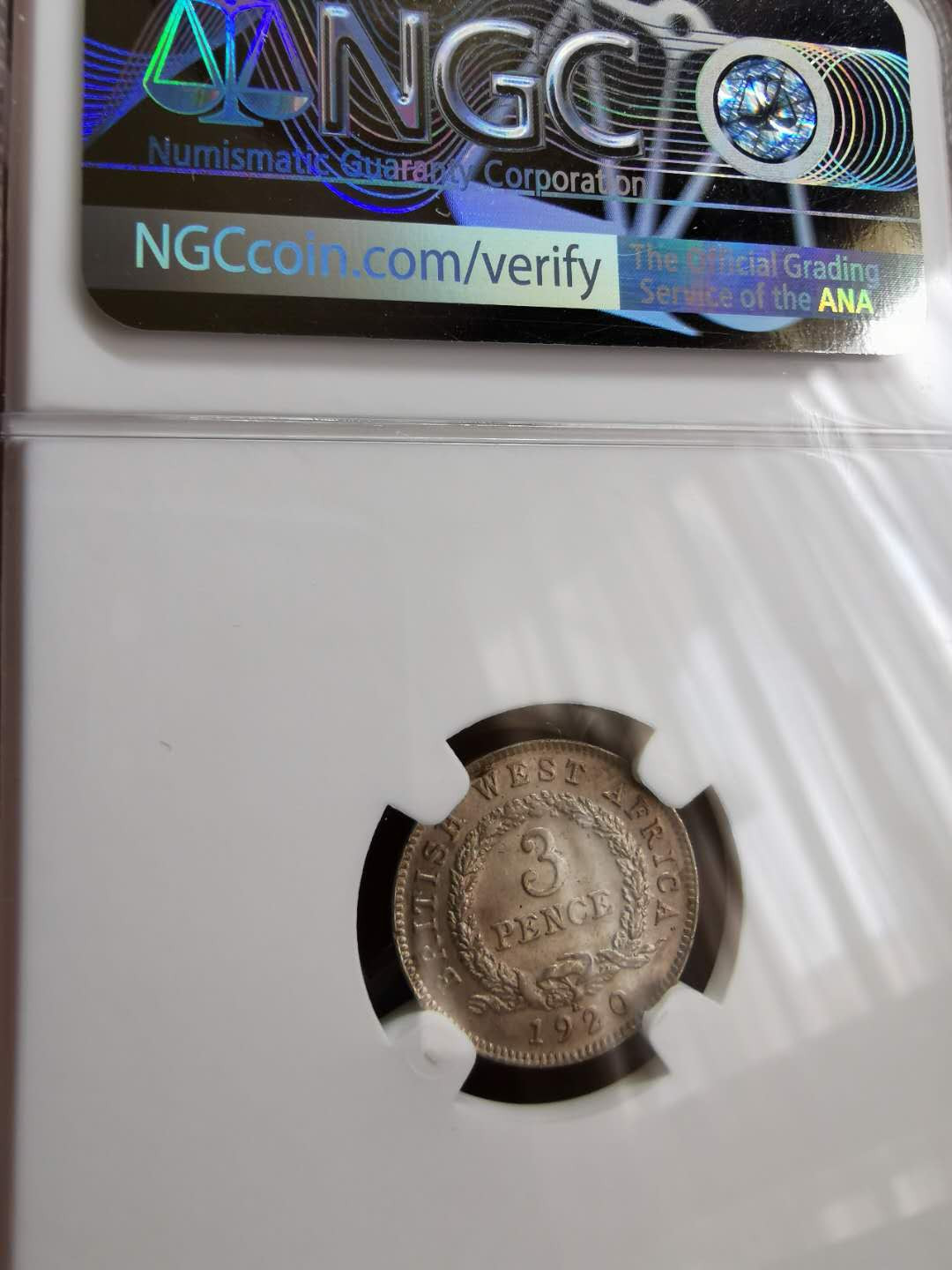 凡希社世界钱币微拍第一百二十二期 1920H英属西非乔五3便士NGC-MS62稀少一年型！