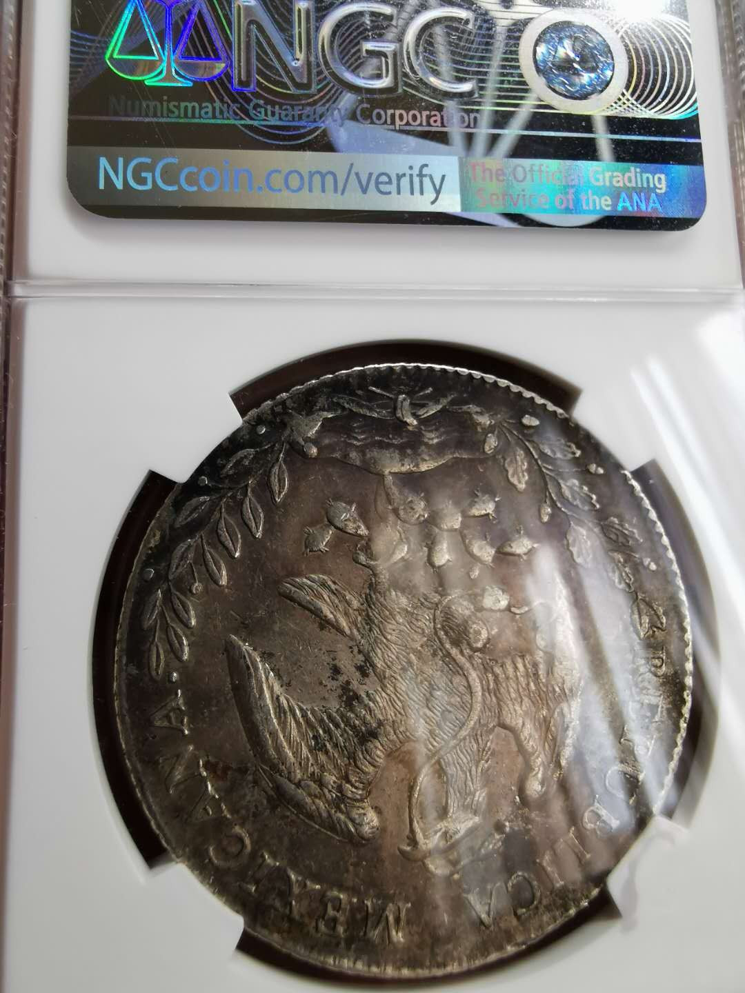 凡希社世界钱币微拍第一百二十二期 1895MO墨西哥鹰洋NGC-UNCD黑包浆！