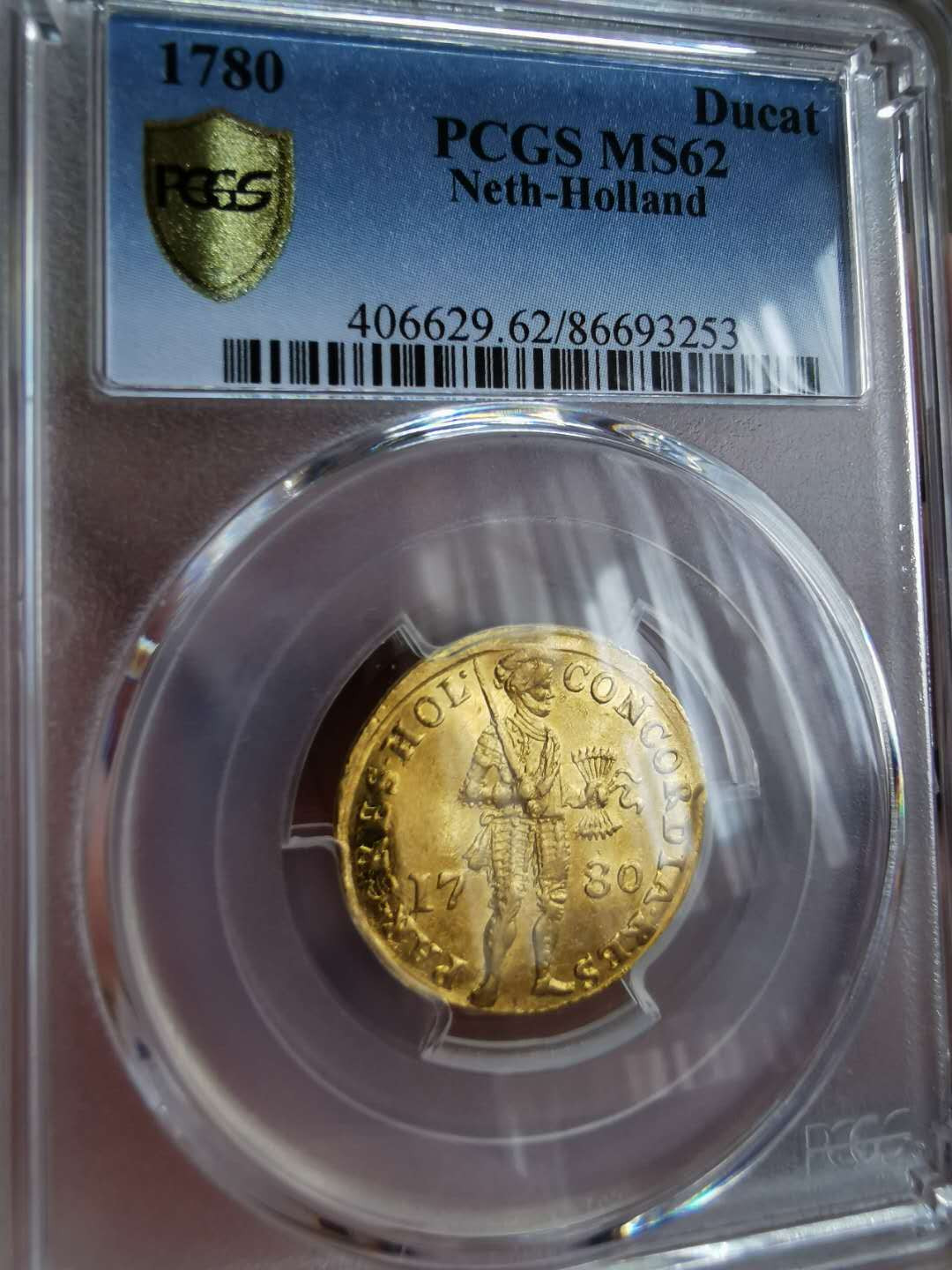 凡希社世界钱币微拍第一百二十二期 稀！1780荷兰武士金杜卡特PCGS-MS62