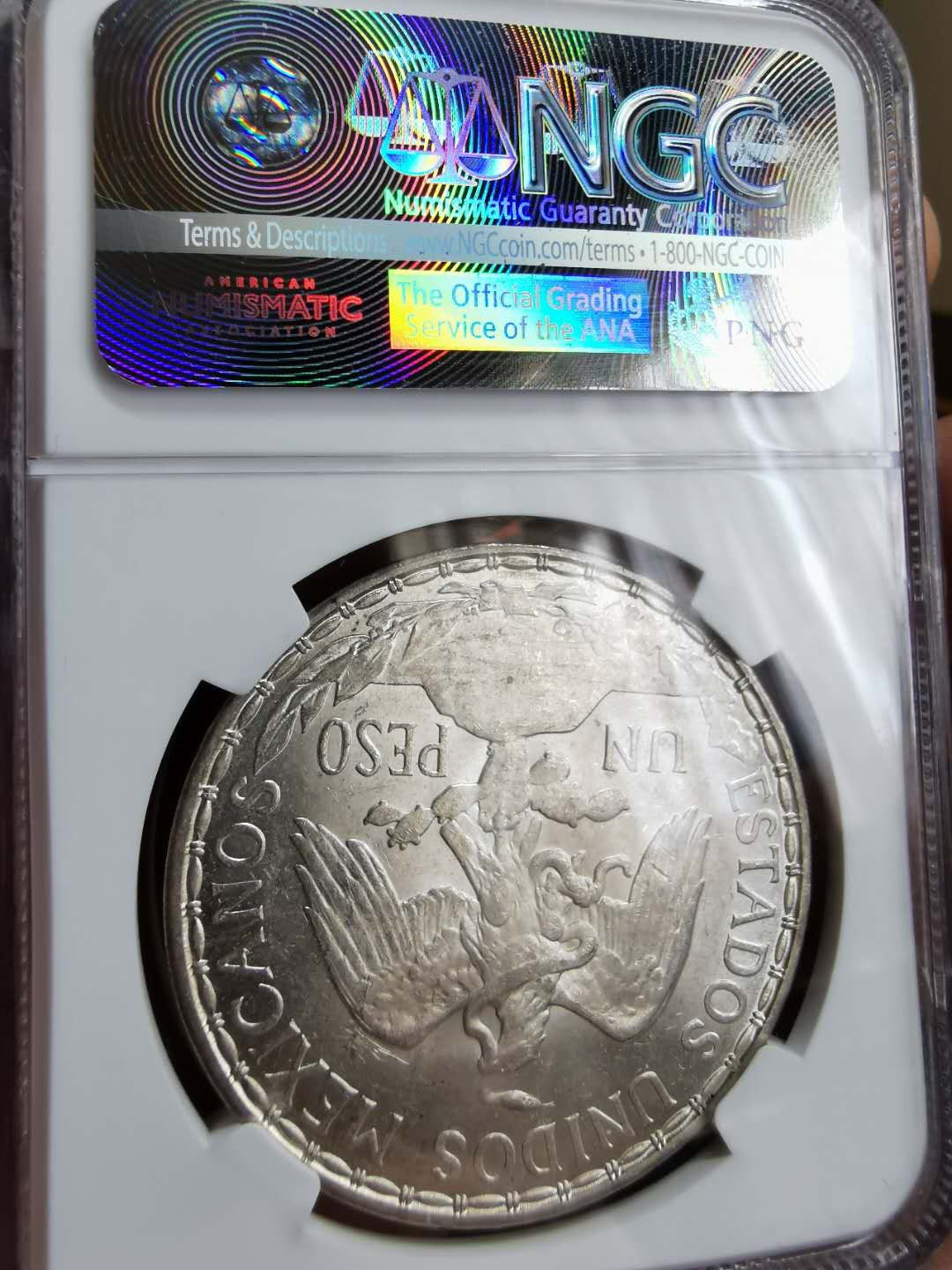 凡希社世界钱币微拍第一百二十二期 荐！1910墨西哥骑马女神比索大银NGC-MS64原色银光！