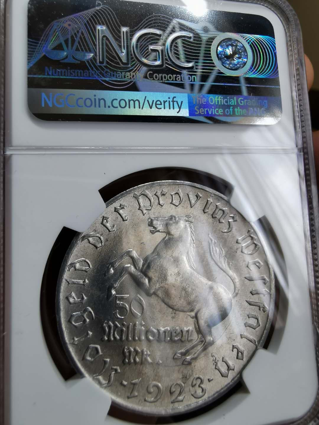 凡希社世界钱币微拍第一百二十二期 1923威斯特伐利亚马币5千万NGC-MS62