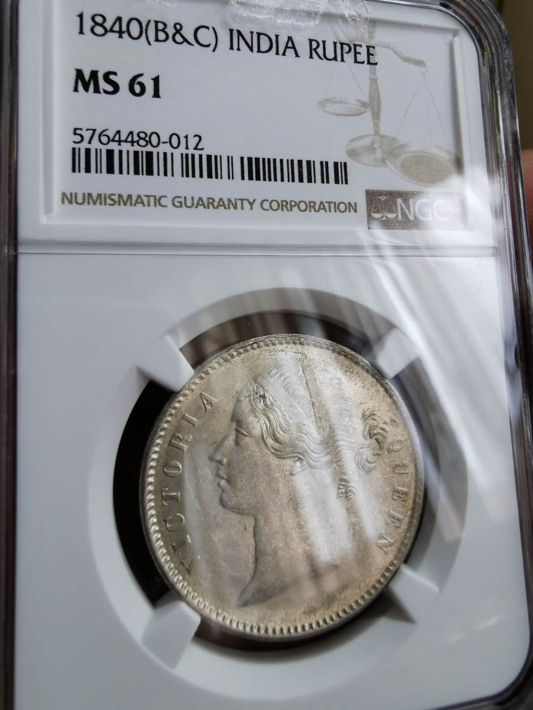 凡希社世界钱币微拍第一百二十二期 1840东印度公司小维卢比NGC-MS61