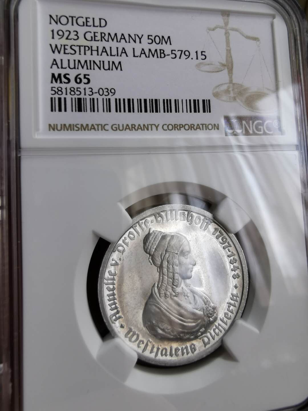 凡希社世界钱币微拍第一百二十二期 1923威斯特伐利亚女像50马克NGC-MS65