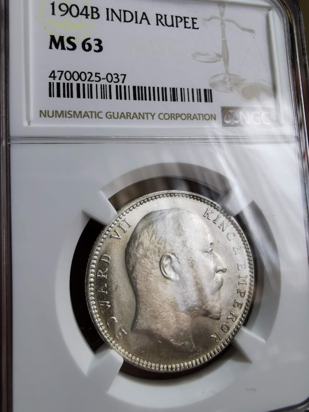 凡希社世界钱币微拍第一百二十二期 1904B英属印度爱七卢比NGC-MS63