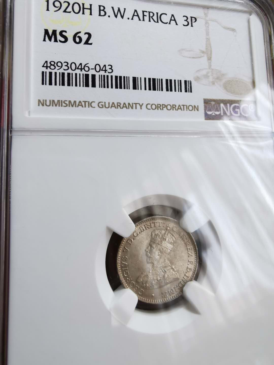 凡希社世界钱币微拍第一百二十二期 1920H英属西非乔五3便士NGC-MS62稀少一年型！