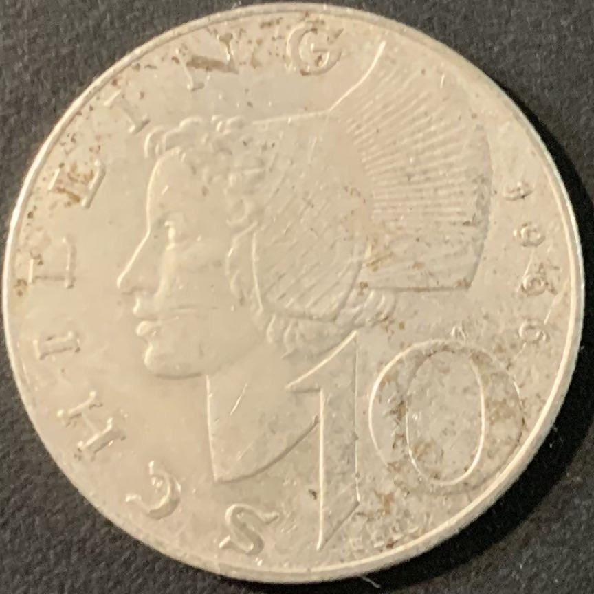 紫瑗钱币—微拍第71期  奥地利 1966年 10先令 7.5克 0.64银