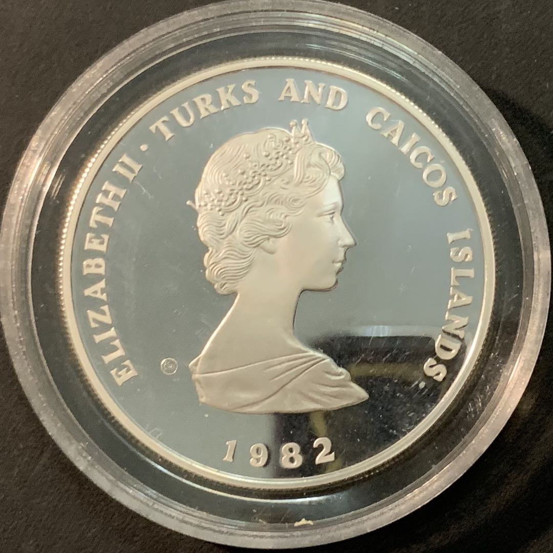 紫瑗钱币—微拍第71期  特克斯与凯恩斯  1982年 国际儿童年 10克朗 23.28克 0.925银 精制