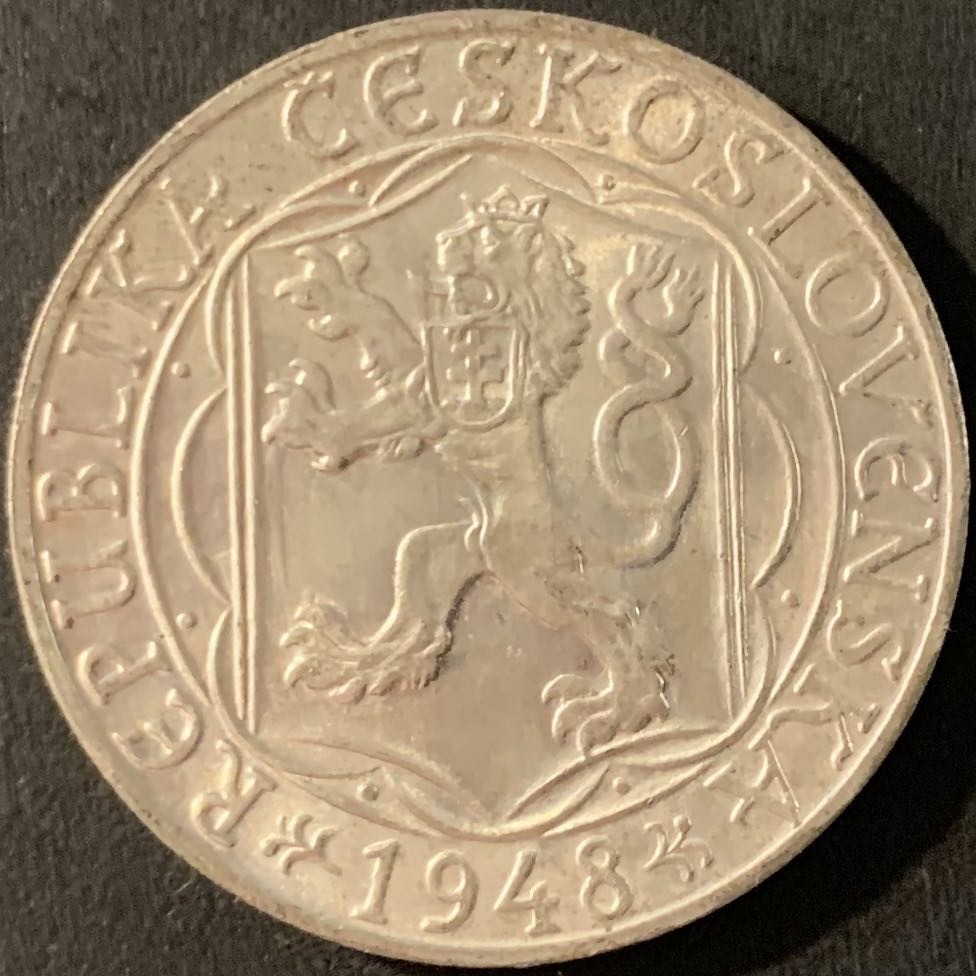 紫瑗钱币—微拍第71期  捷克斯洛伐克 1948年 查理大学600周年 100克朗 14克 0.5银