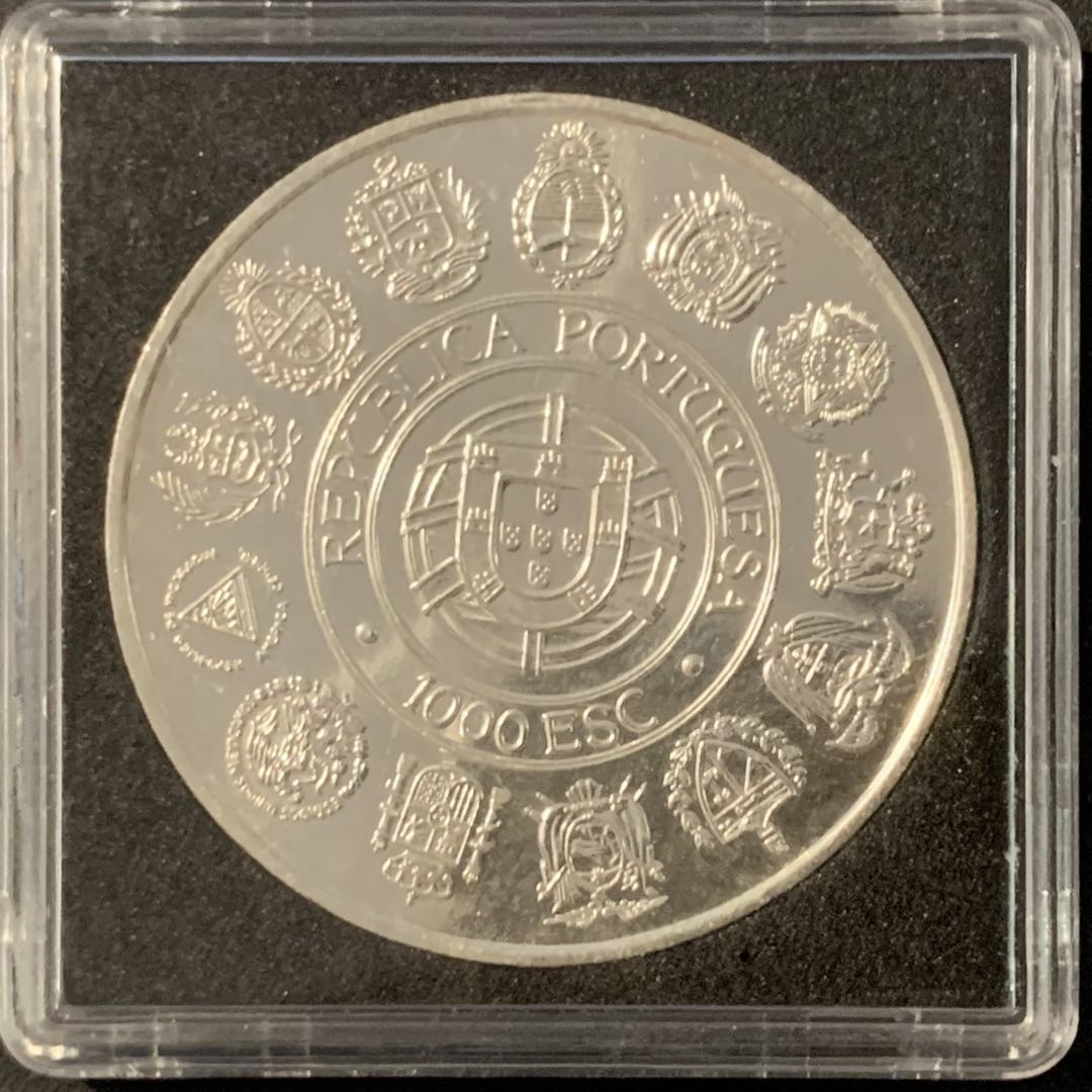 紫瑗钱币—微拍第71期  葡萄牙 1992年 哥伦布发现美洲500周年 1000埃斯库多 27克 0.5银 UNC