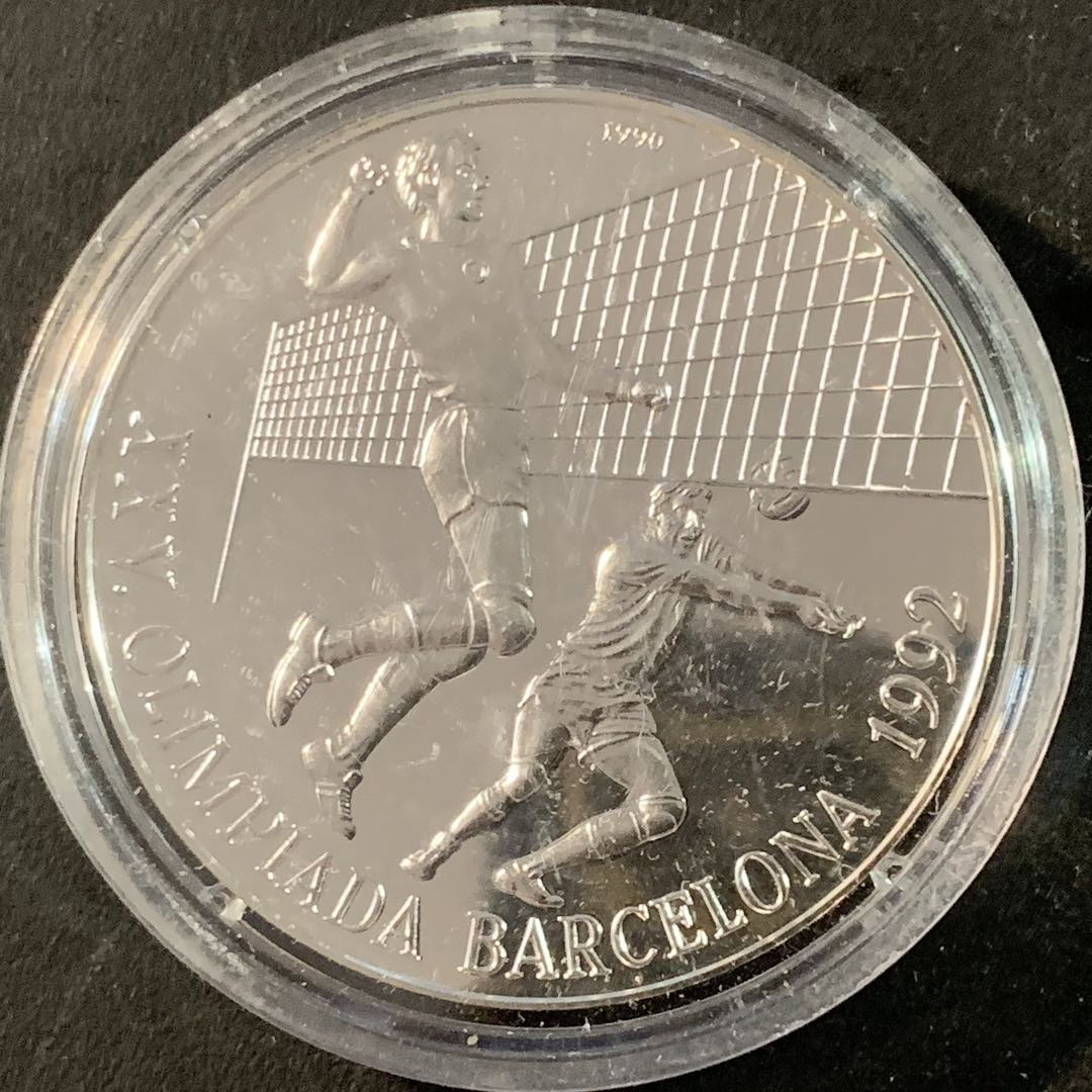 紫瑗钱币—微拍第71期  古巴 1990年 92巴塞罗那奥运会 排球 10比索 28克 0.925银  精制
