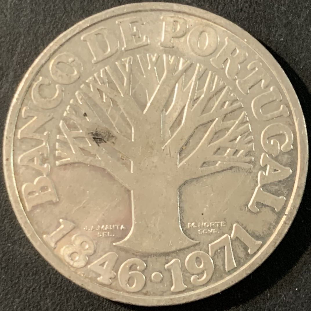 紫瑗钱币—微拍第71期  葡萄牙 1971年 葡萄牙银行125周年 50埃斯库多 18克 0.65银