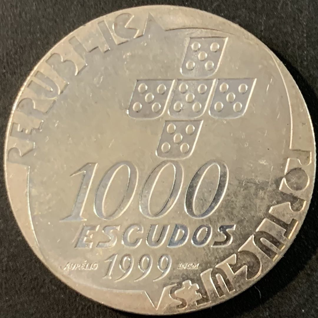 紫瑗钱币—微拍第71期  葡萄牙 1999年 共和国革命25周年  1000埃斯库多 27克 0.5银