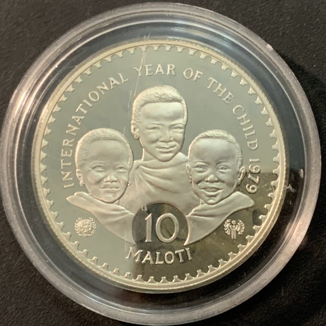 紫瑗钱币—微拍第71期  莱索托 1979年 国际儿童年 10马落蒂 33.4克 0.925银 精制