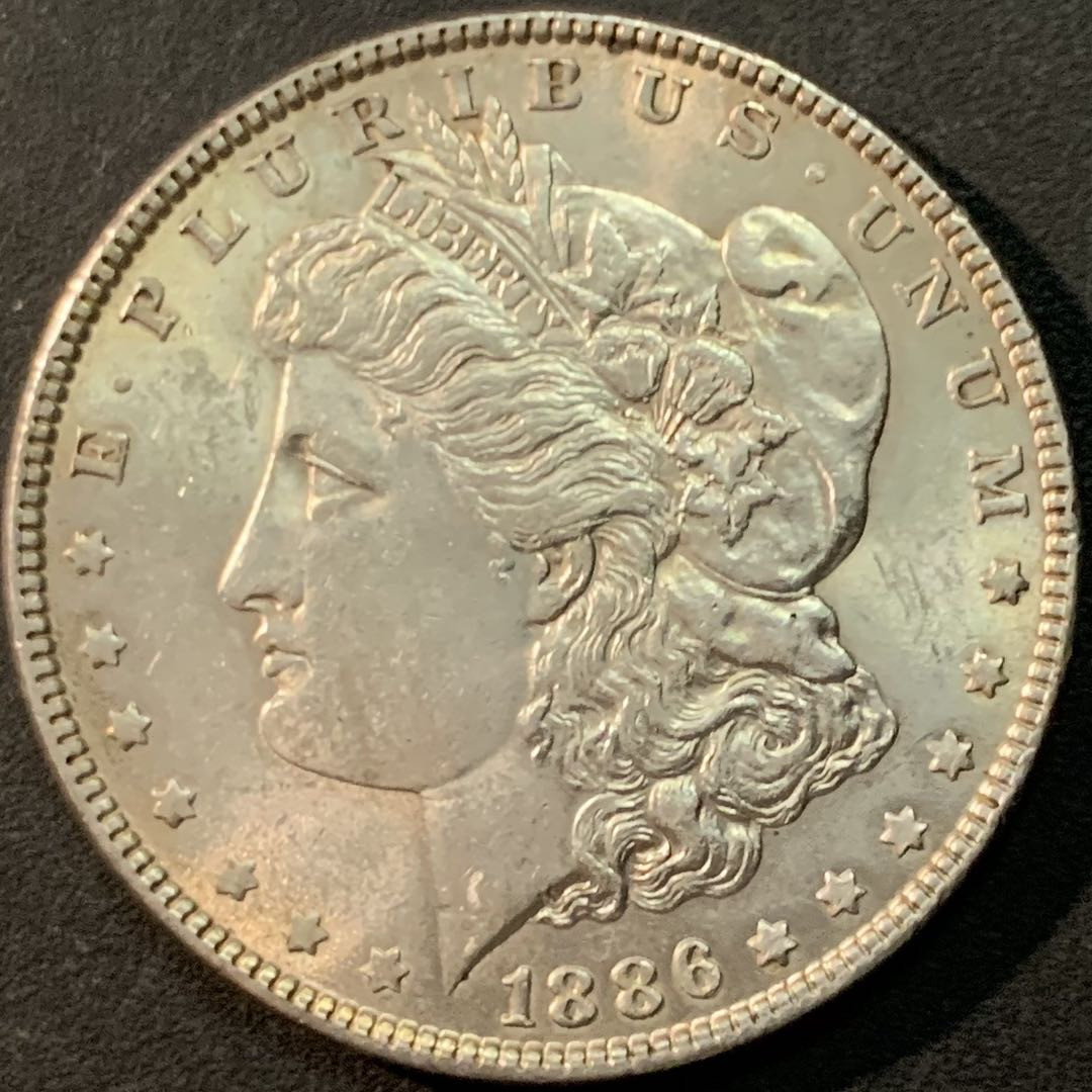 紫瑗钱币—微拍第71期  美国 1886年 摩根 大头妹 1美元 26.73克 0.9银 UNC