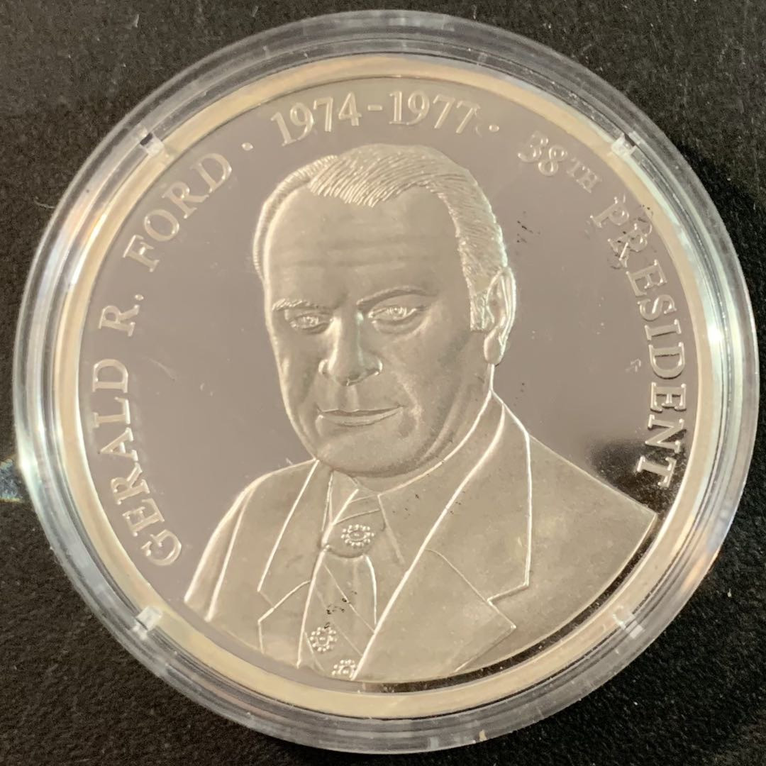 紫瑗钱币—微拍第71期  美国 1998年 第38任 总统 杰拉尔德·福特 银章 20克 0.999银 精制 带证书