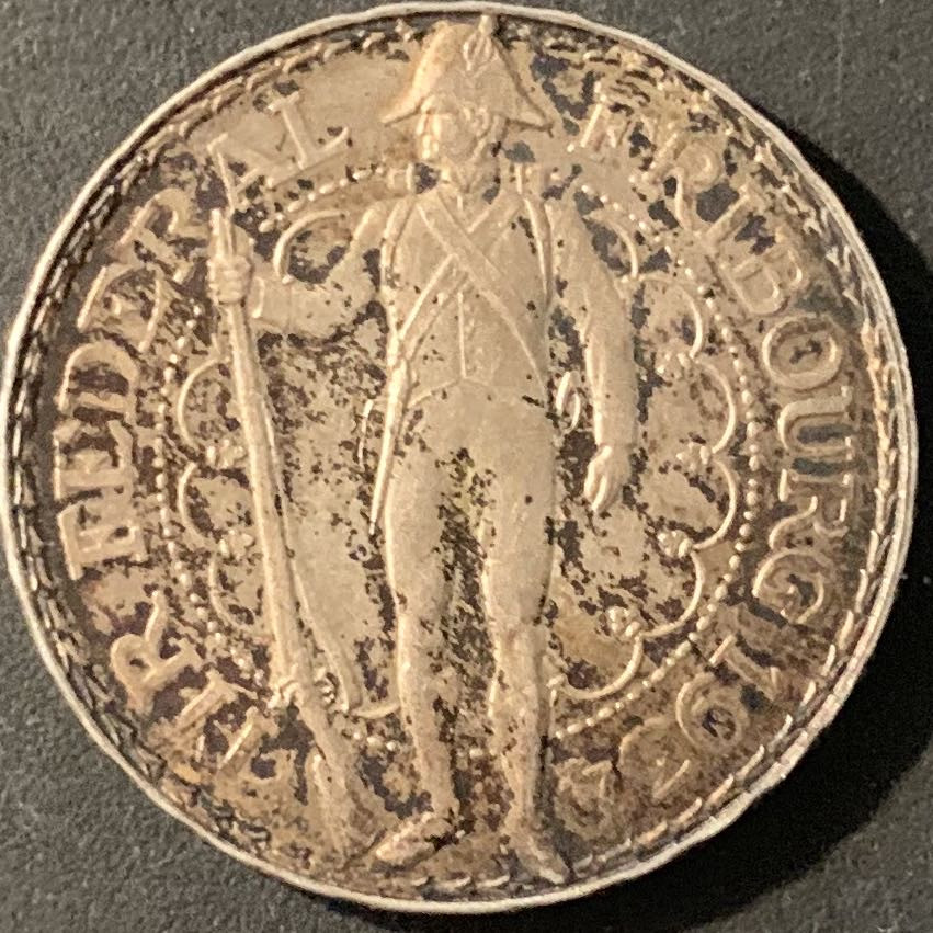 紫瑗钱币—微拍第71期  瑞士 1934年 弗里堡联邦节日 5法郎 15克 0.835银