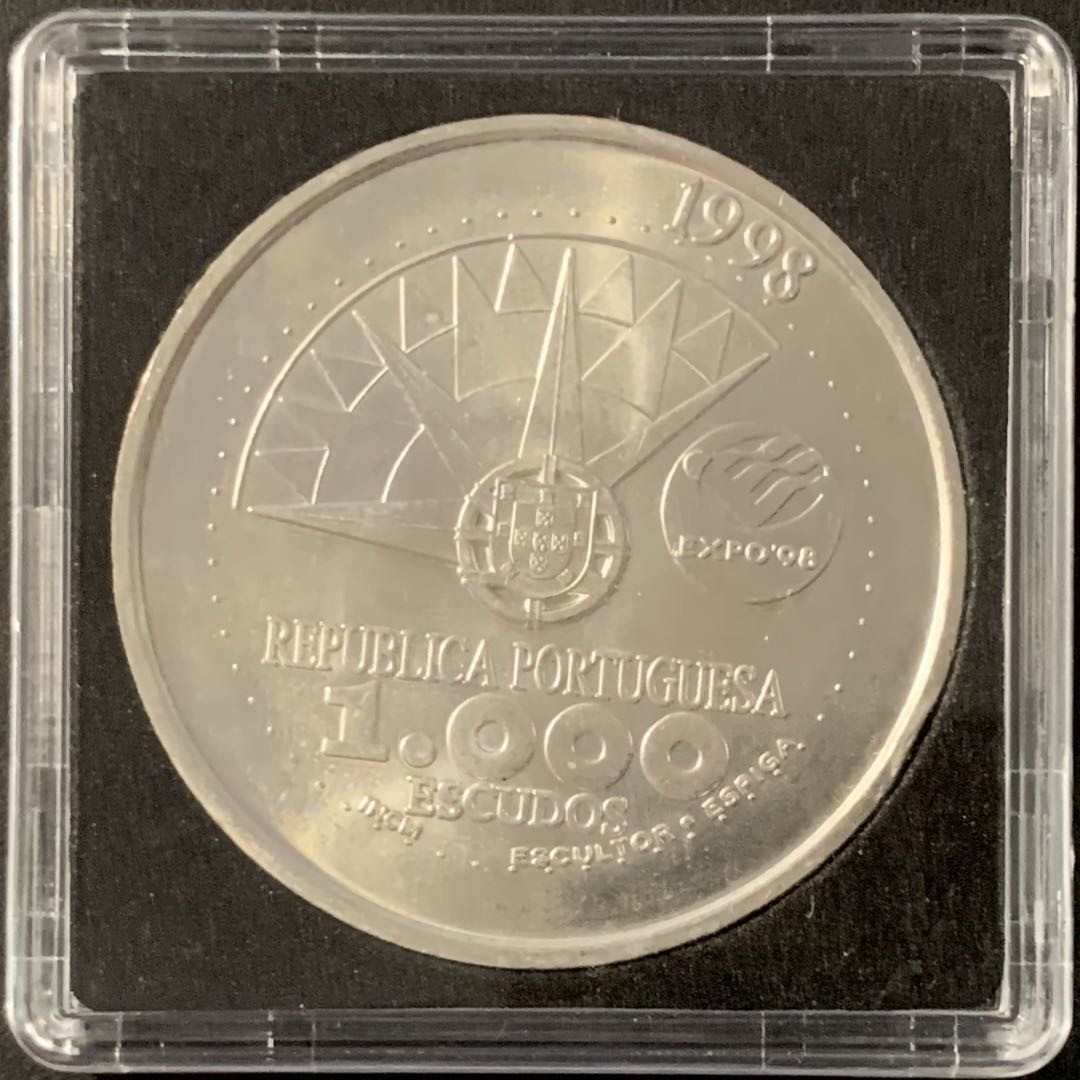 紫瑗钱币—微拍第71期  葡萄牙 1998年 世界海洋博览会 1000埃斯库多 27克 0.5银 UNC