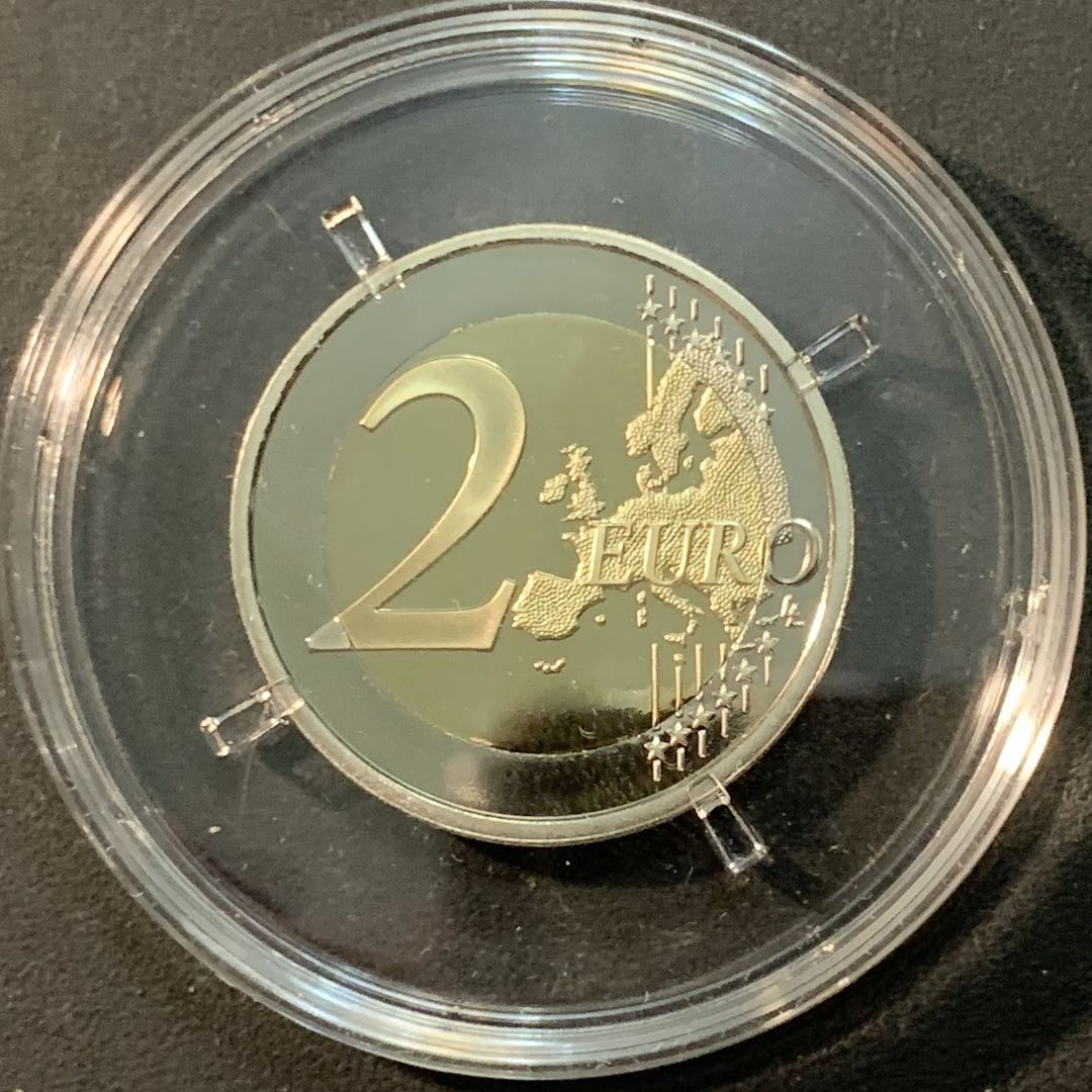 紫瑗钱币—微拍第71期  法国 2017年 防治乳腺癌粉红丝带运动25周年 2欧元 双色纪念币 精制 原盒证书